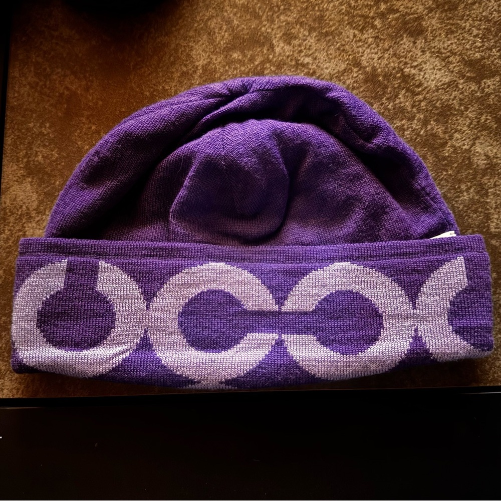 Coach purple beanie.